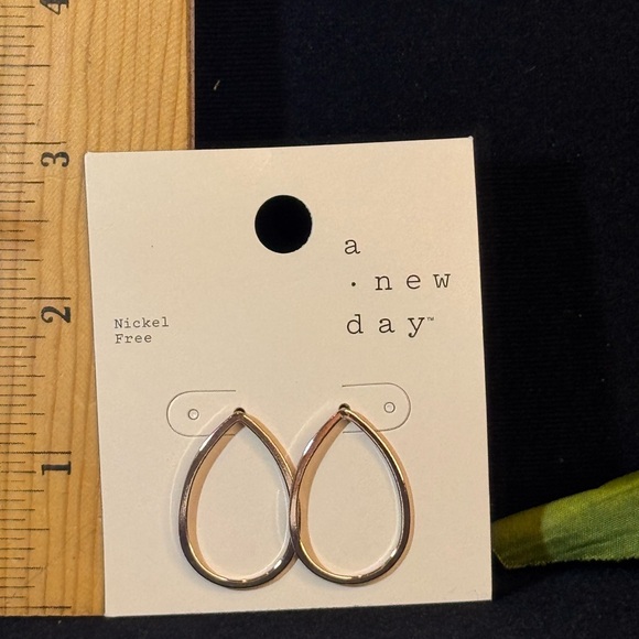 A NEW DAY Rose Gold Tone Tear Drop Earrings 1 inch approx - Picture 4 of 5